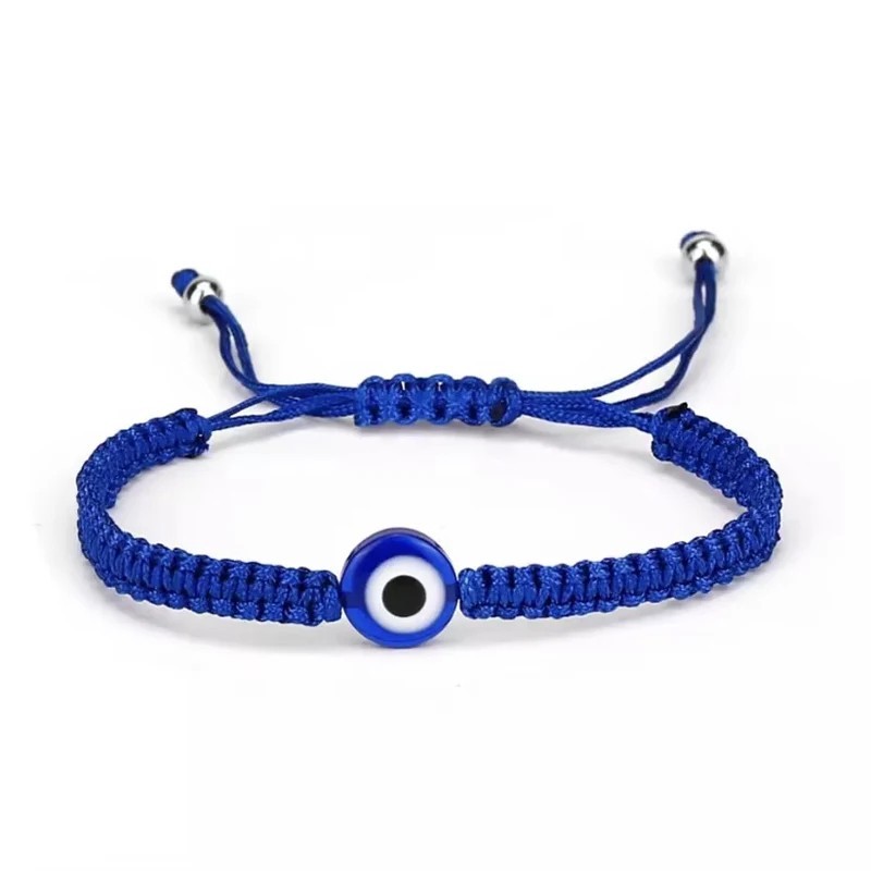 Style Hand Braided Lucky Red String Charm Bracelet Women Men Blue Evil Eye Round