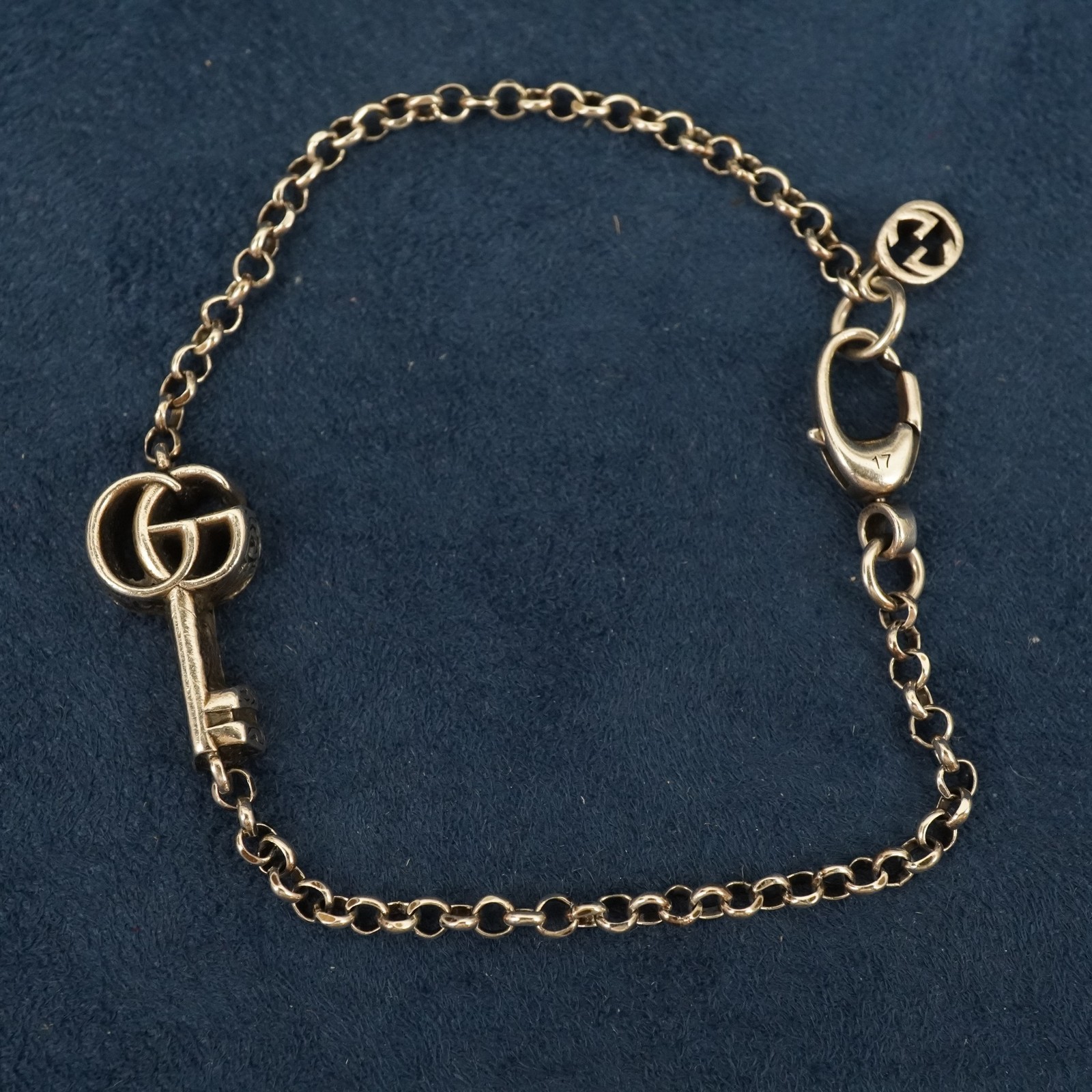 Gucci Sterling Siver Key Bracelet Size 17- Free Shipping USA