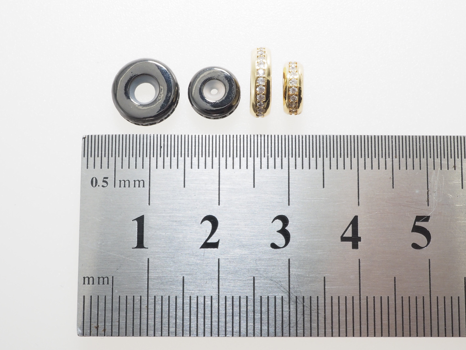 Stopper Beads, CZ Micro Pave Stopper beads with Rubber Ring, Cubic Zirconia