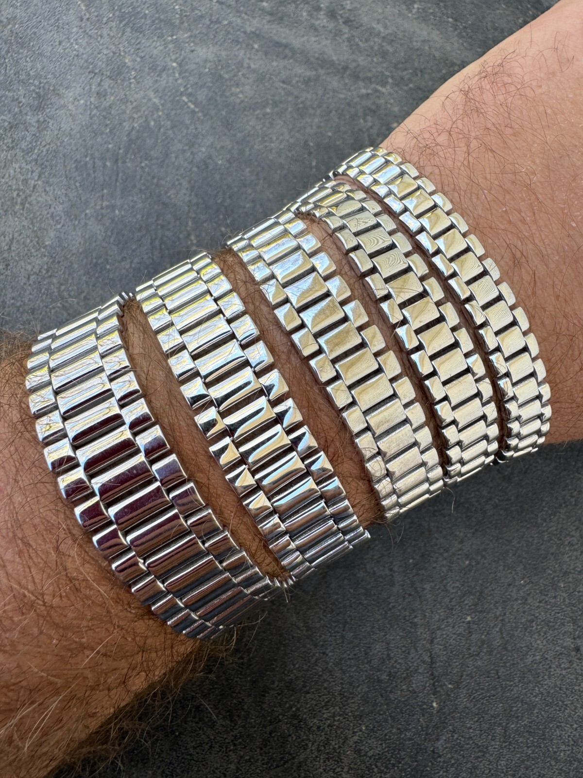 Custom Handmade Presidential Link Plain Bracelet Real 925 Sterling Silver 8-16mm