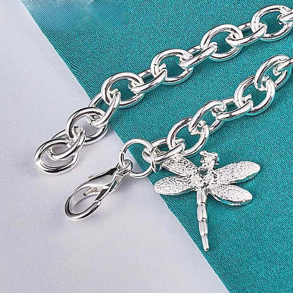 925 Sterling Silver Dragonfly Gift Bracelet for Women – Zircon Pendant Jewelry