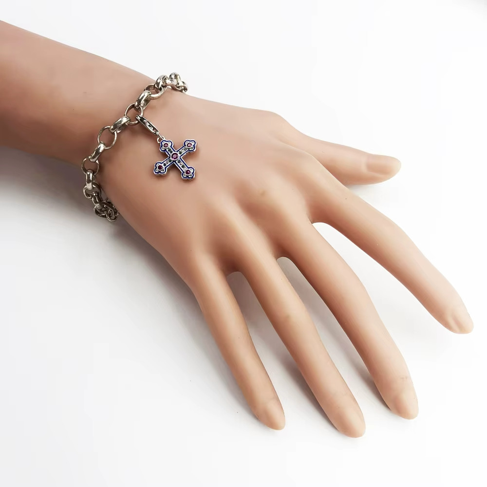 Pink Exquisite Cross Pendant Charm 925 Sterling Silver Lobster Lock