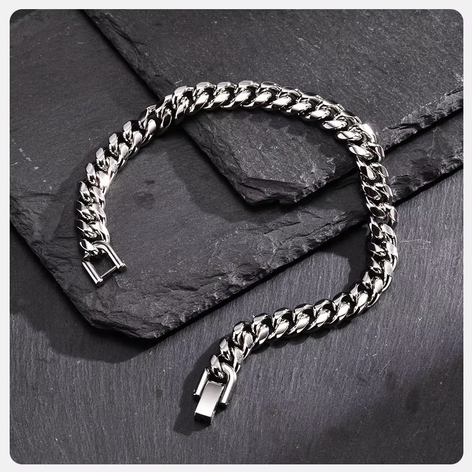 Vnox 18cm/20cm/22cm Stainless Steel Bold Cuban Bracelets for Men Women
