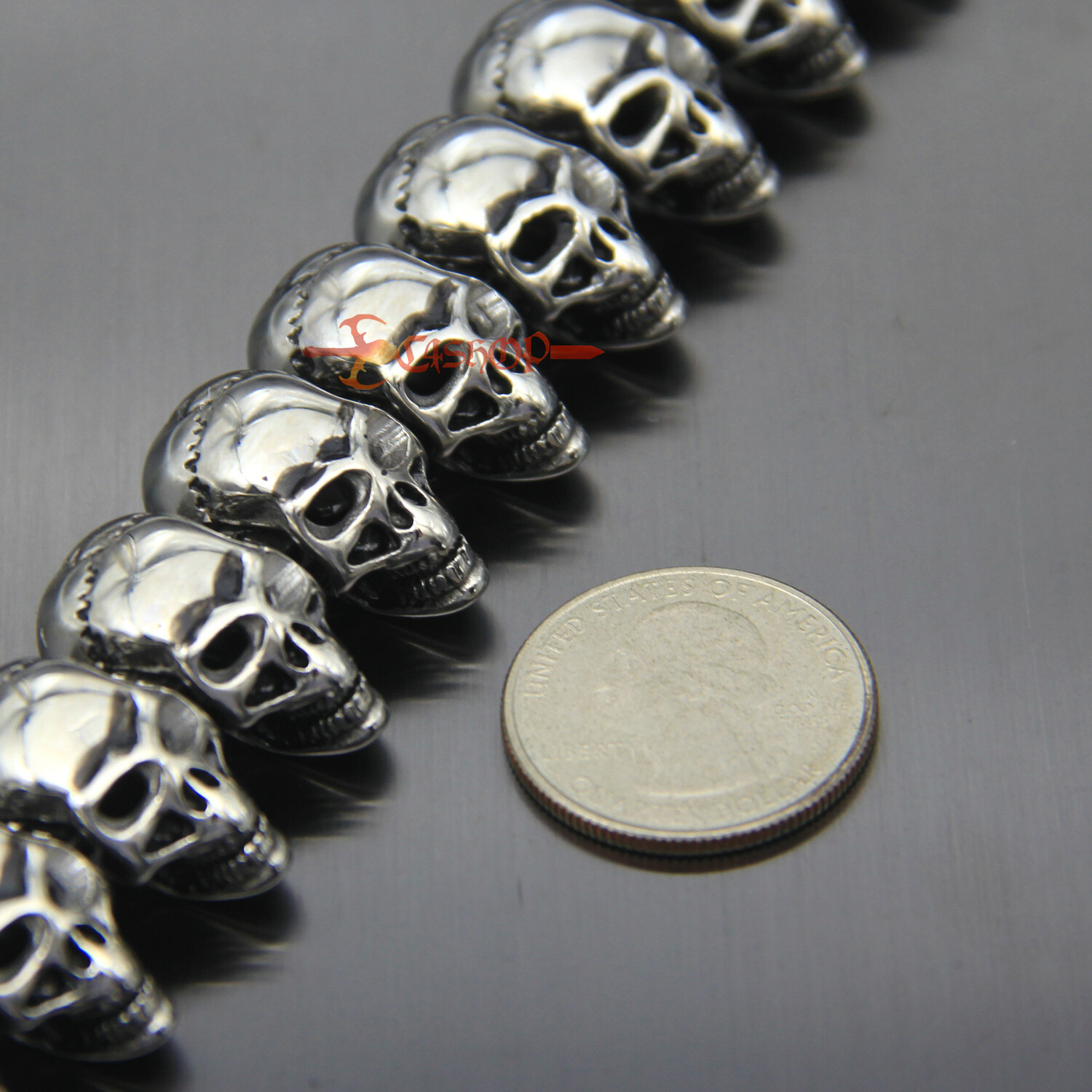 Men’s Heavy 316L Stainless Steel Skull Head Chain Necklace Gothic Biker Bracelet