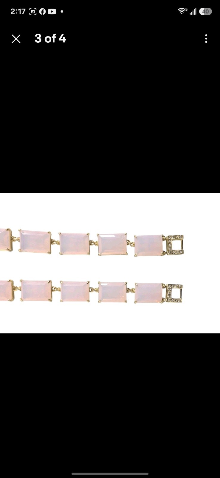 Heidi Daus “In Vogue” 2-piece Step-Cut Bracelet Set-opal pink Color-7.5″-NWT