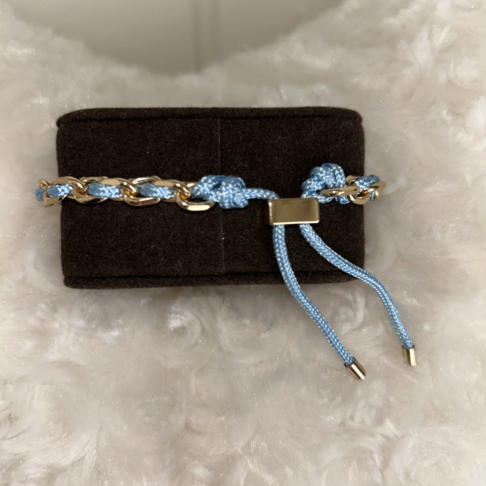 House Of Harlow 1960 Adjustable Sky Blue & Gold Bracelet Lead Safe Nickel Free