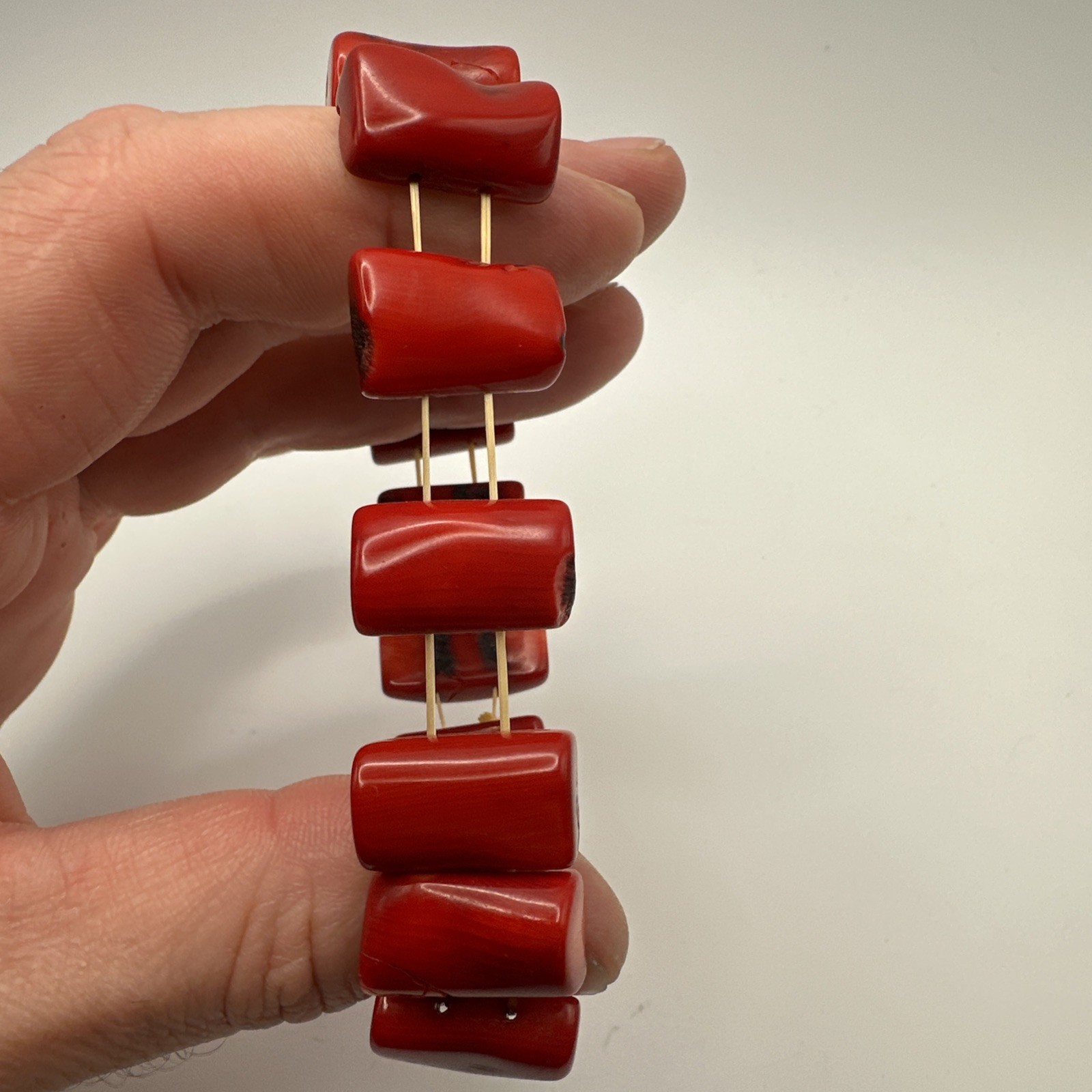 Vintage Red Bamboo Coral Bracelet Free Shipping