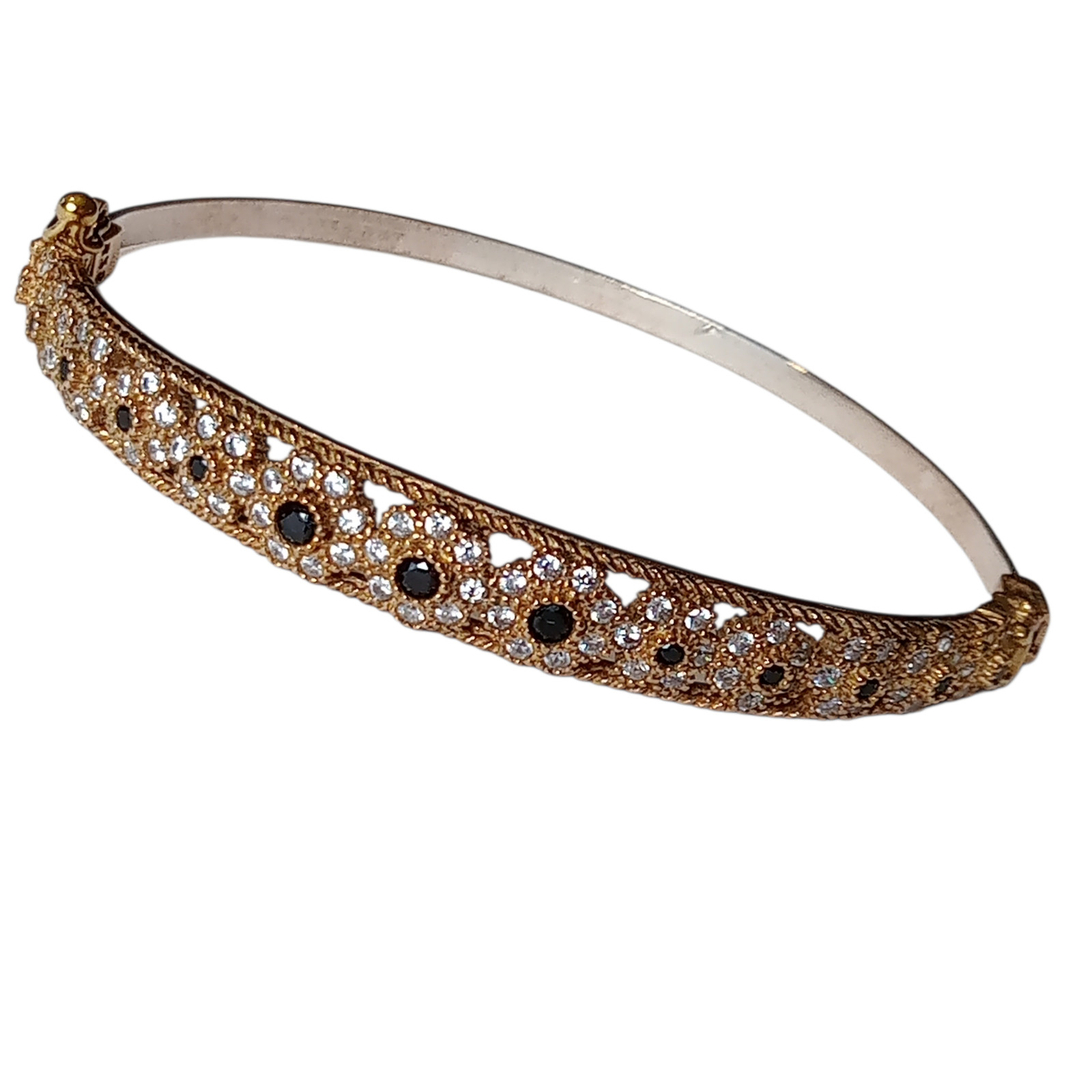 925 Sterling Silver and Bronze Turkish Handmade Onyx Cuff Bangle Hurrem Bracelet