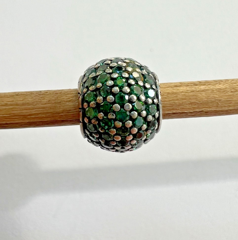 Pandora Pave Lights Charm 791051CZN Retired Sterling Silver Emerald Green CZ ALE