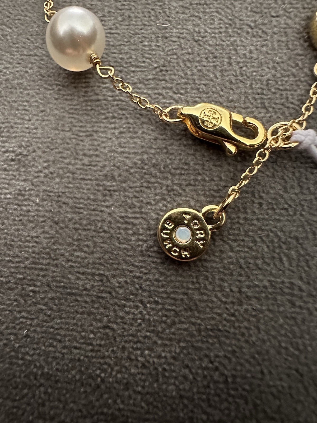 Tory Burch Gold Tone Faux Pearl Bracelet 7.5 Inch