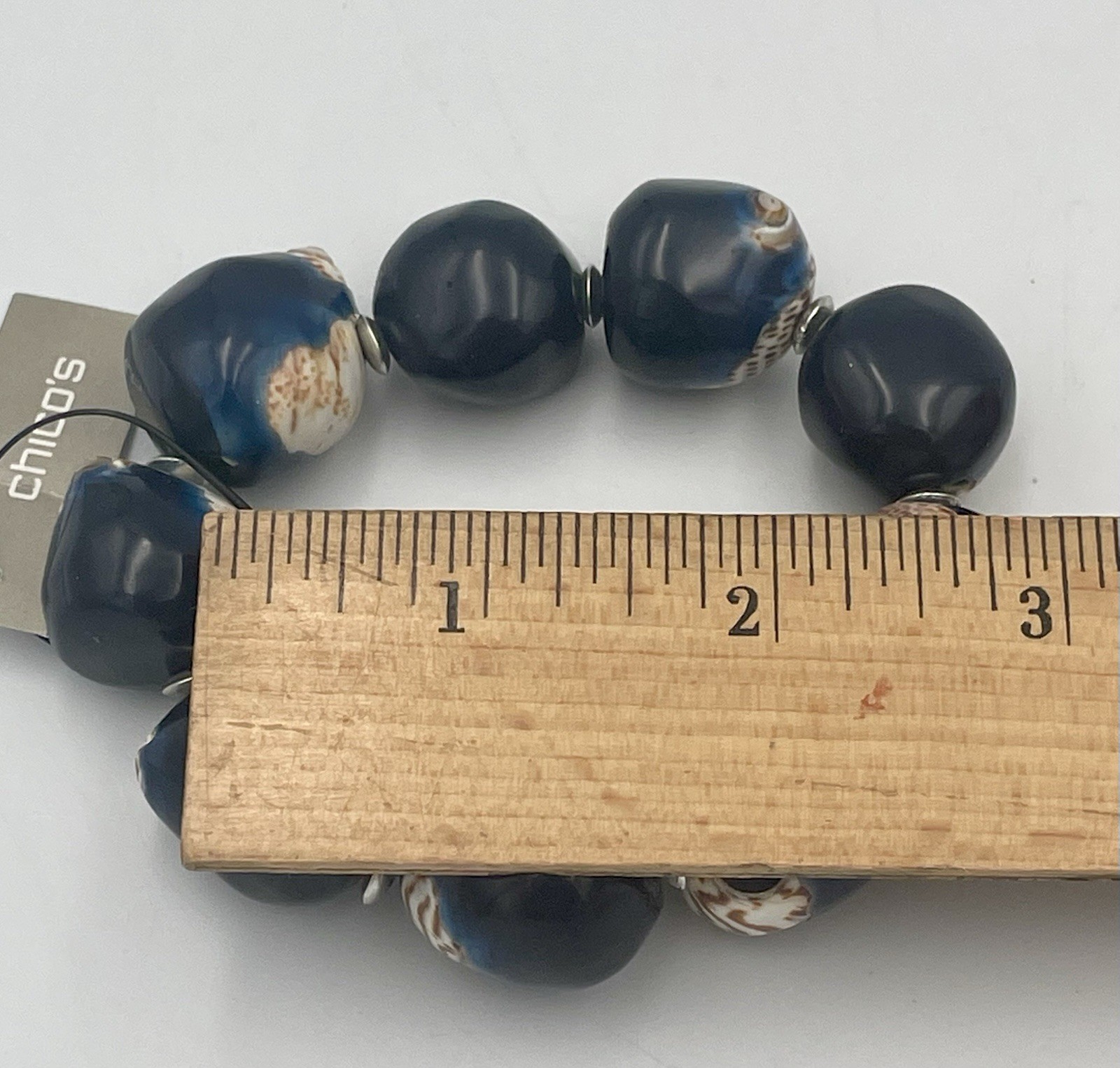 NWT Chico’s Statement Stretch Bracelet Shell Blue Beach Coastal Vacation Jewelry