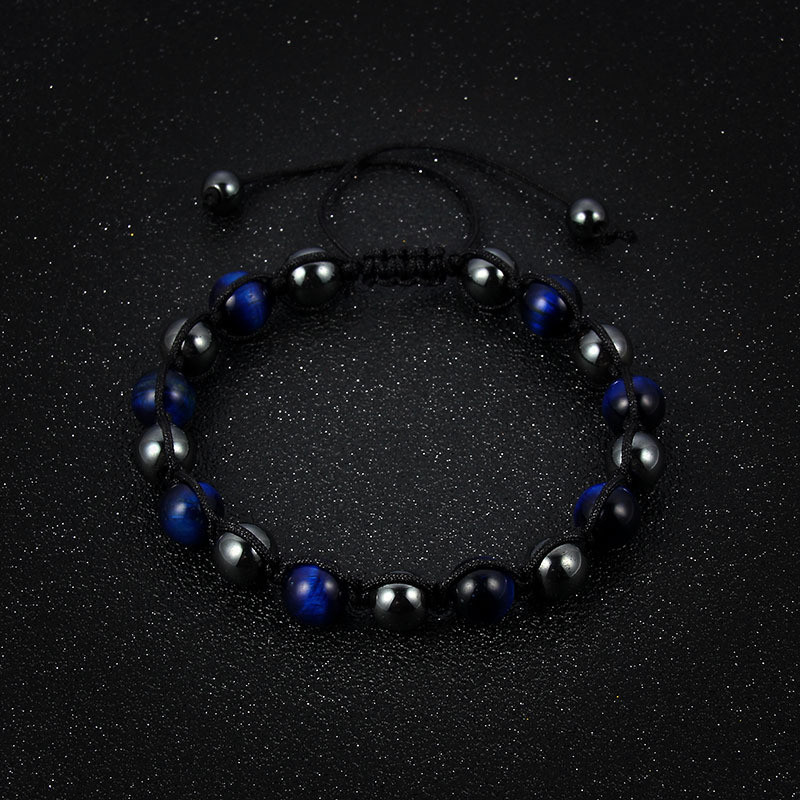 Black Hematite Jewelry Men Protection Energy Reiki Balance lapis lazuli Bracelet