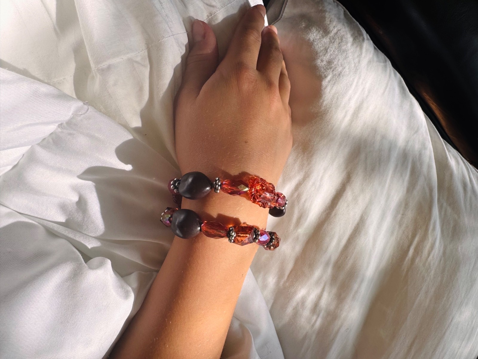 handmade, beaded set of 2 bracelets