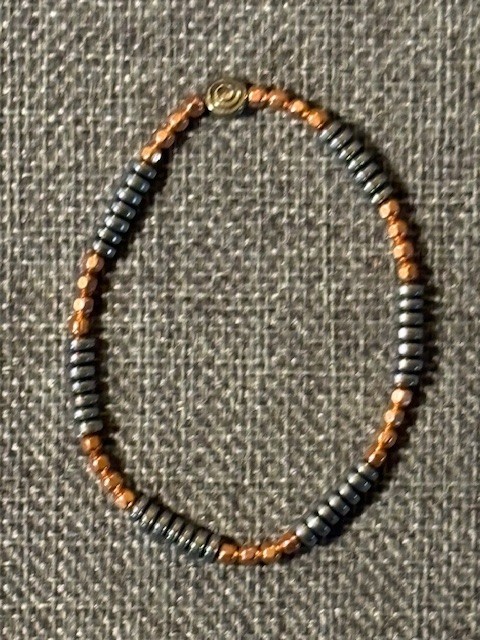 copper and hematite stretch bracelet