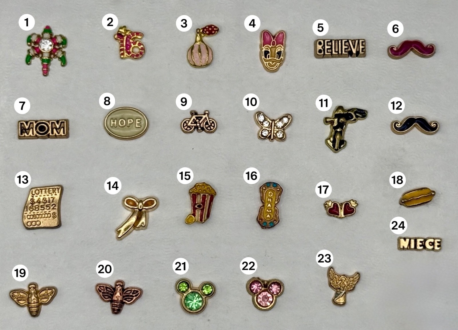 Gold Tone Floating Charm Singles for Origami Owl Memory Locket – Not Authentic