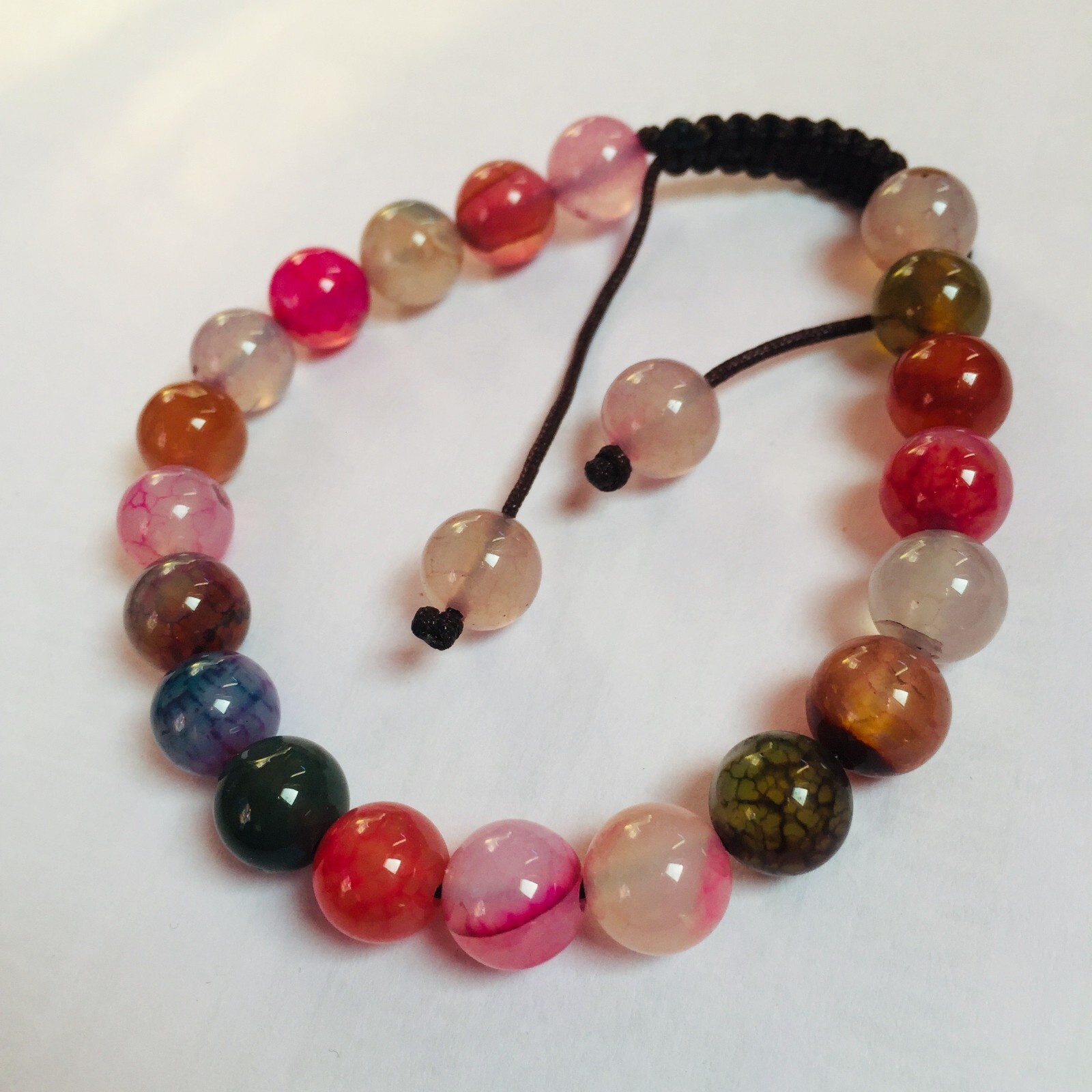 Natural Gemstones Beaded Unisex Bracelet. Pack OF 10 Piece Adjustable Bracelets