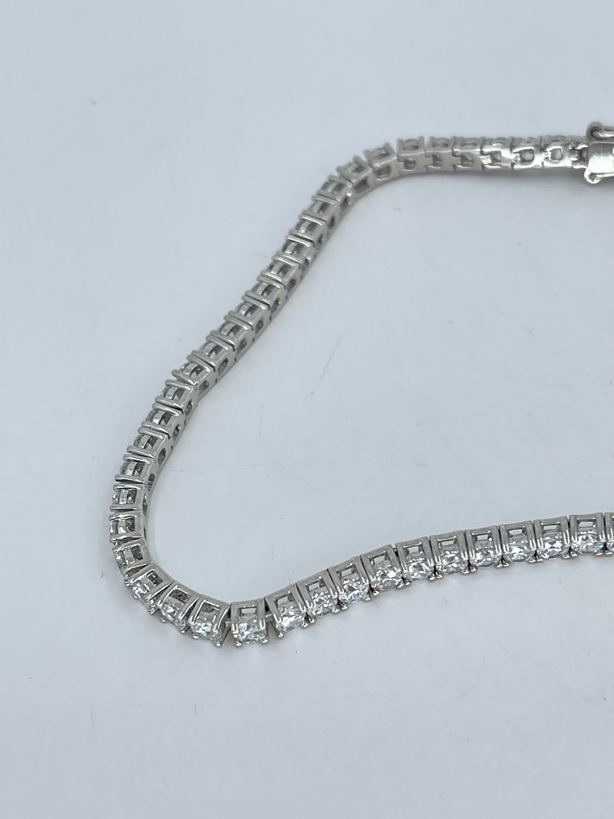 Tennis Bracelet 3mm Cubic Zirconia CZ white colorless silver tone 9″