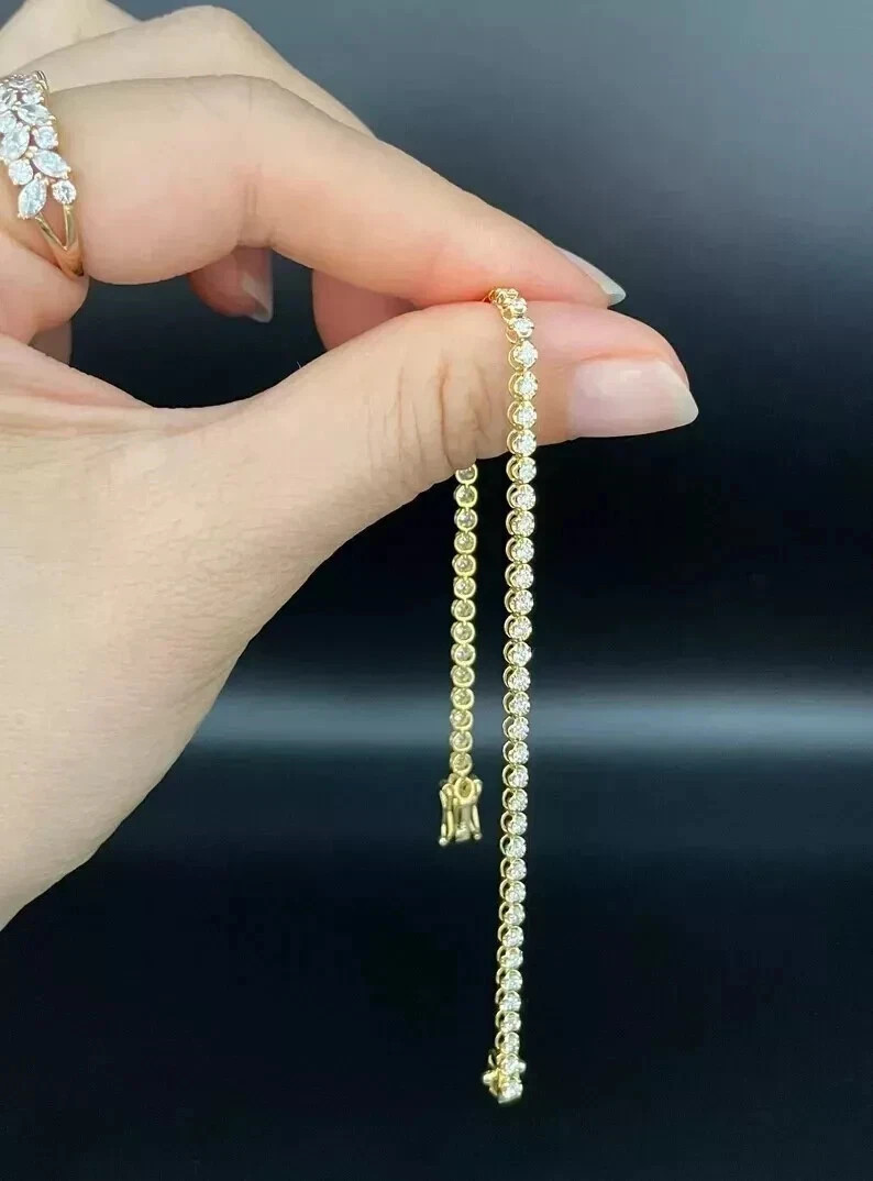 3 Ct Round Cut Lab-Created Diamond Women Tennis Bracelet 14K Yellow Gold Plated