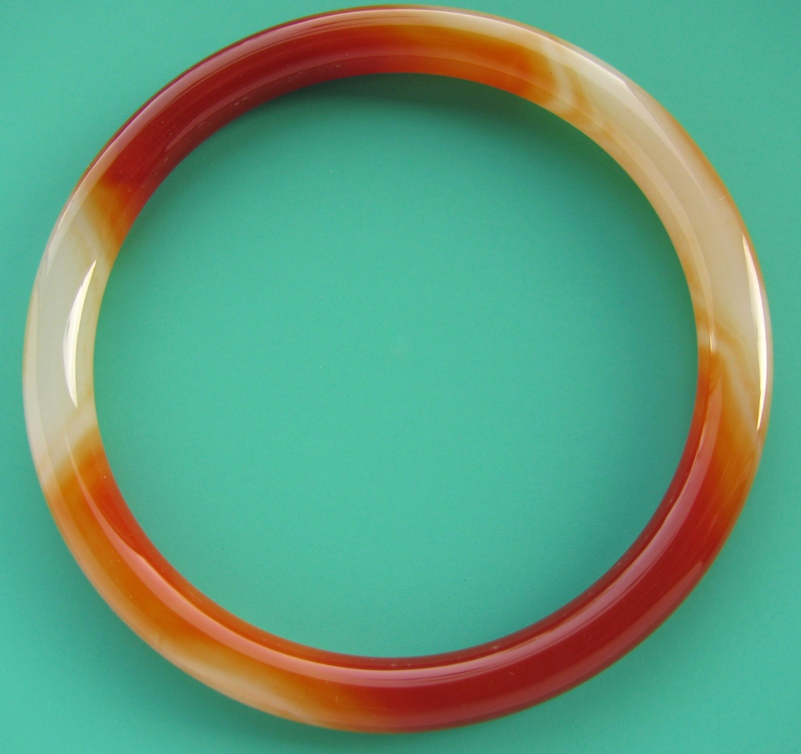 Solid Stone Bangle Bracelet Agate Translucent Red Orange Ivory White 2 3/8″ ID