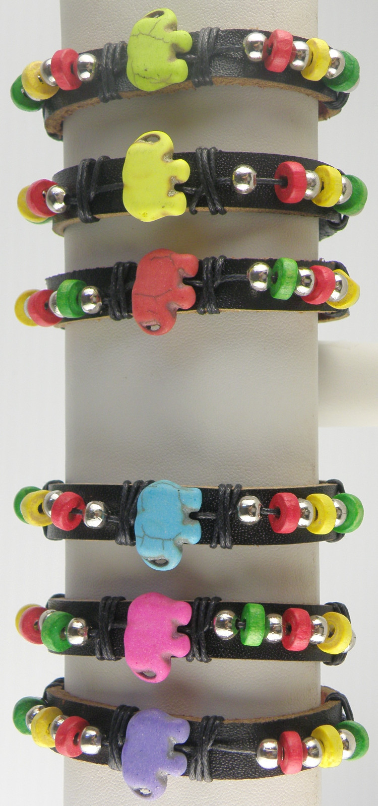 Amazing Elephant Slider Bracelets Assorted Colors Surfer Closing Unisex