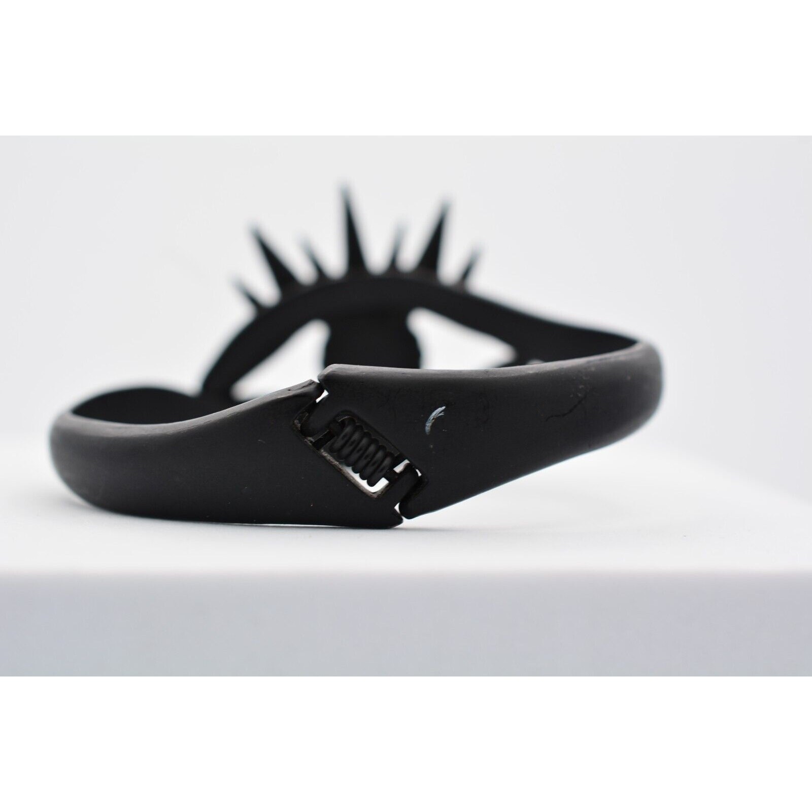 Crystal Eye Bangle Bracelet Black Matte Metal Aurora Borealis Rhinestone Bin7