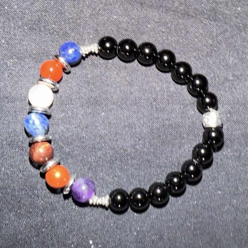 Multicolor Round Chakra Stone Beaded Stretch Bracelet Ball/Bead Chain No Clasp