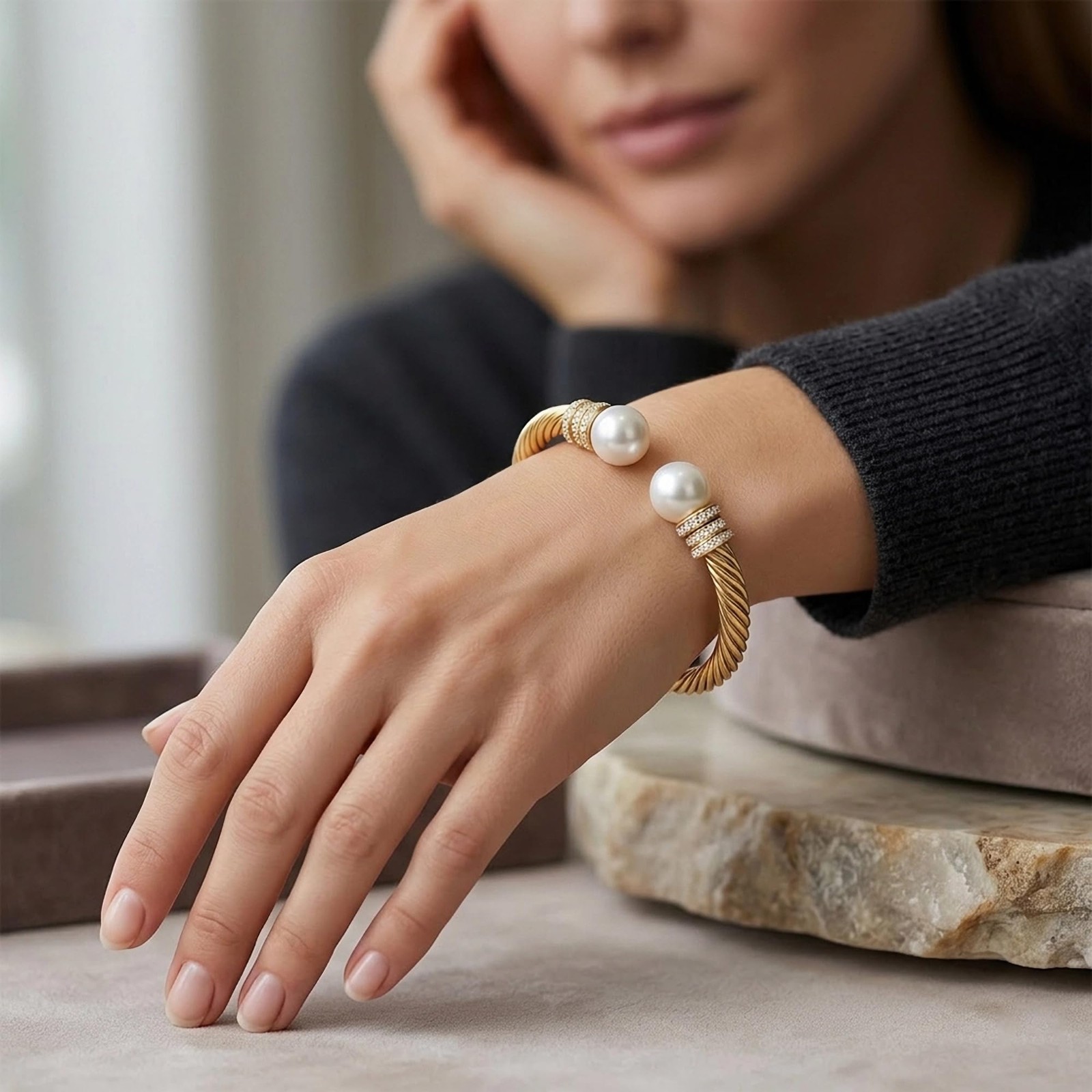 Gold Cable Wire Cuff Bracelet for Stainless Steel Open Cuff Bangle Bracelets .