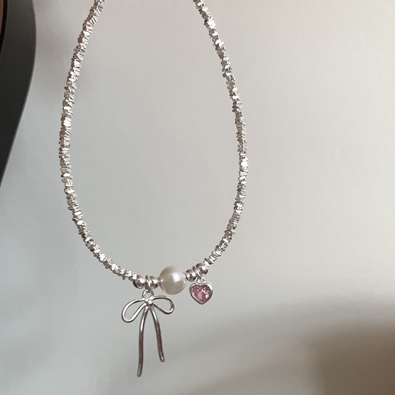 Women’s Elegant Pink Heart Bow Pendant Bracelet Alloy Bracelet Fashion Jewelry