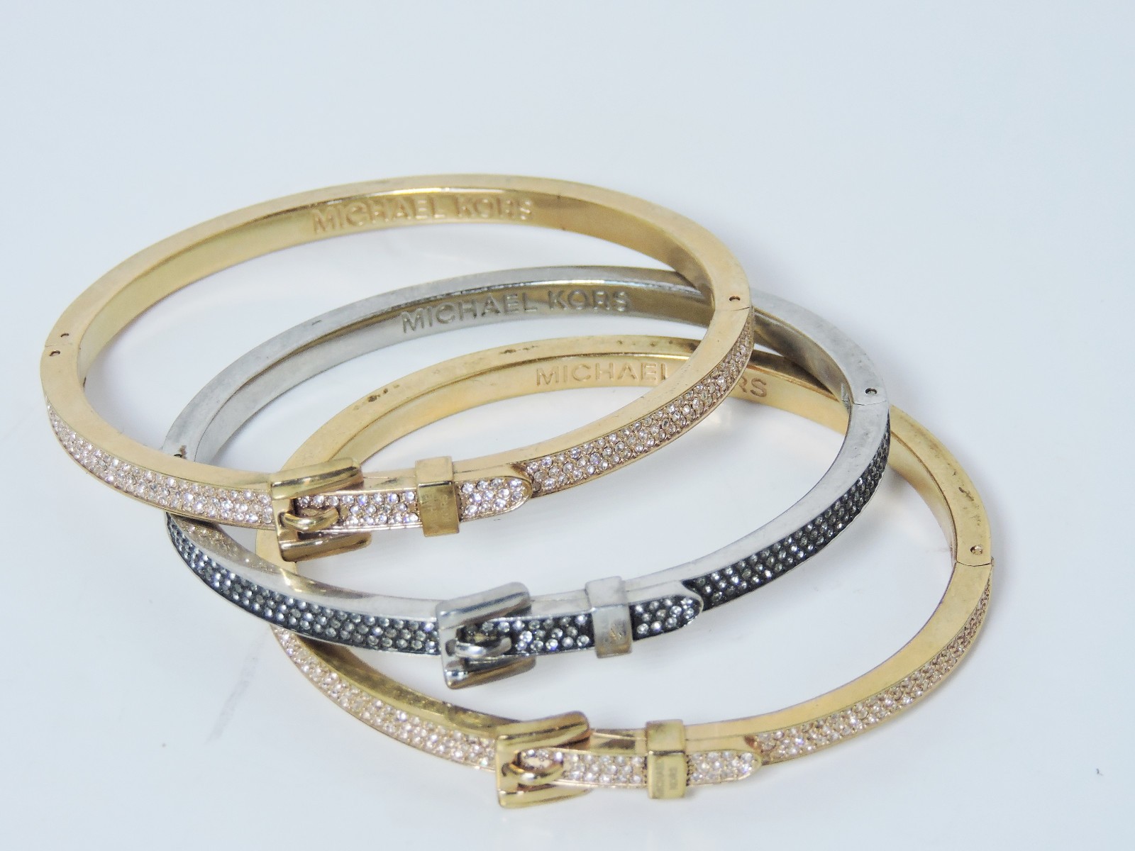 Michael Kors Buckle Pave Crystals Push Lock Closure Stackable Bracelet NWT