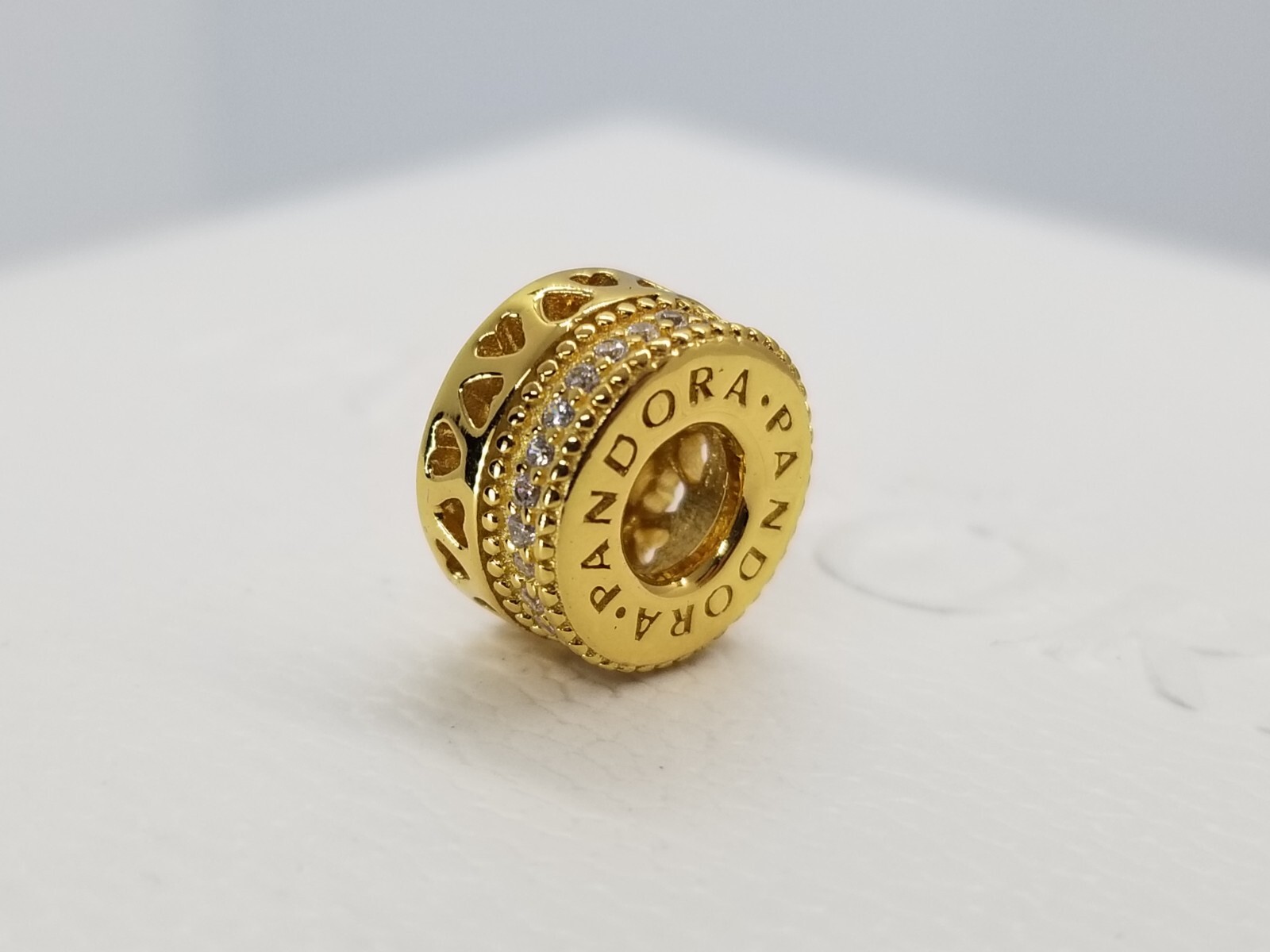 Authentic Pandora Clear CZ Shine Gold Hearts Of Pandora Spacer shine Charm
