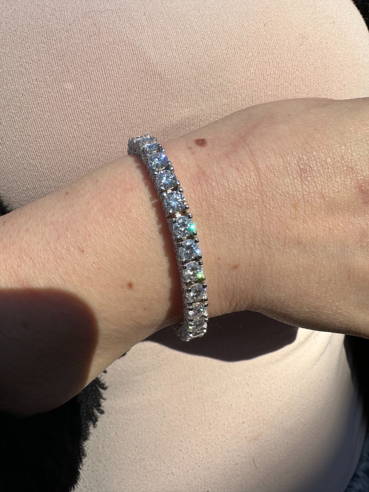 Real Iced Blue Gray MOISSANITE 5mm Tennis Bracelet 925 Silver Passes Tester