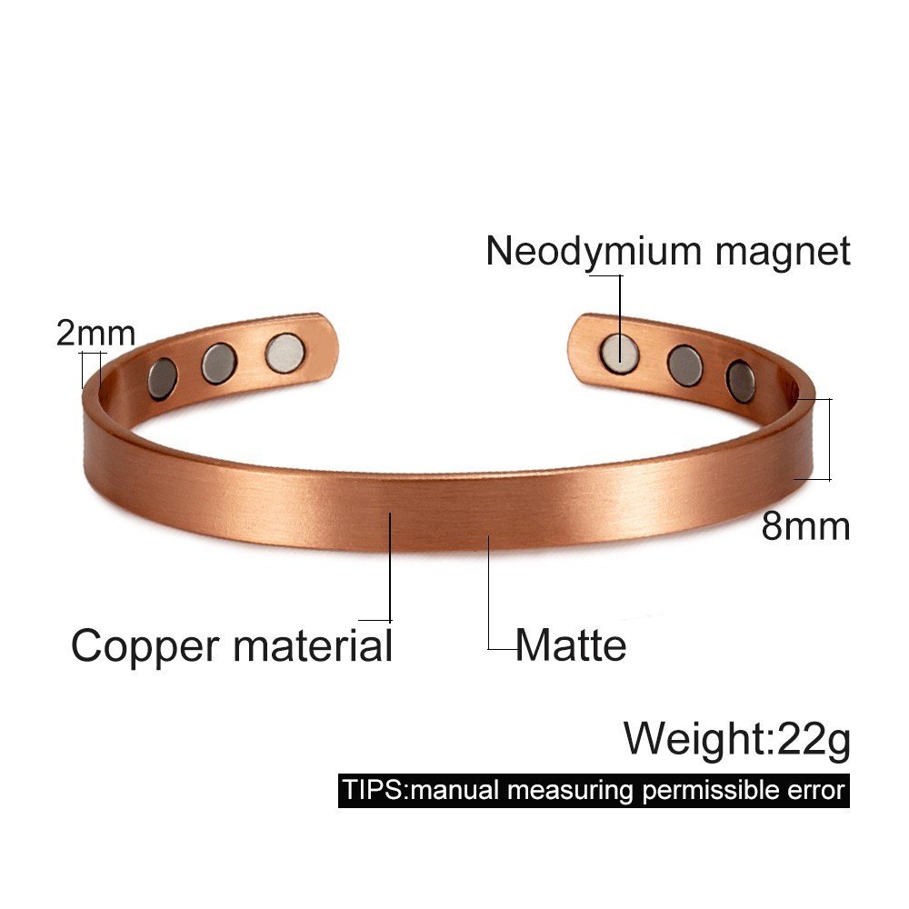 Pure Copper Magnetic Dome Bracelet Arthritis Pain Therapy Men Women Cuff. US