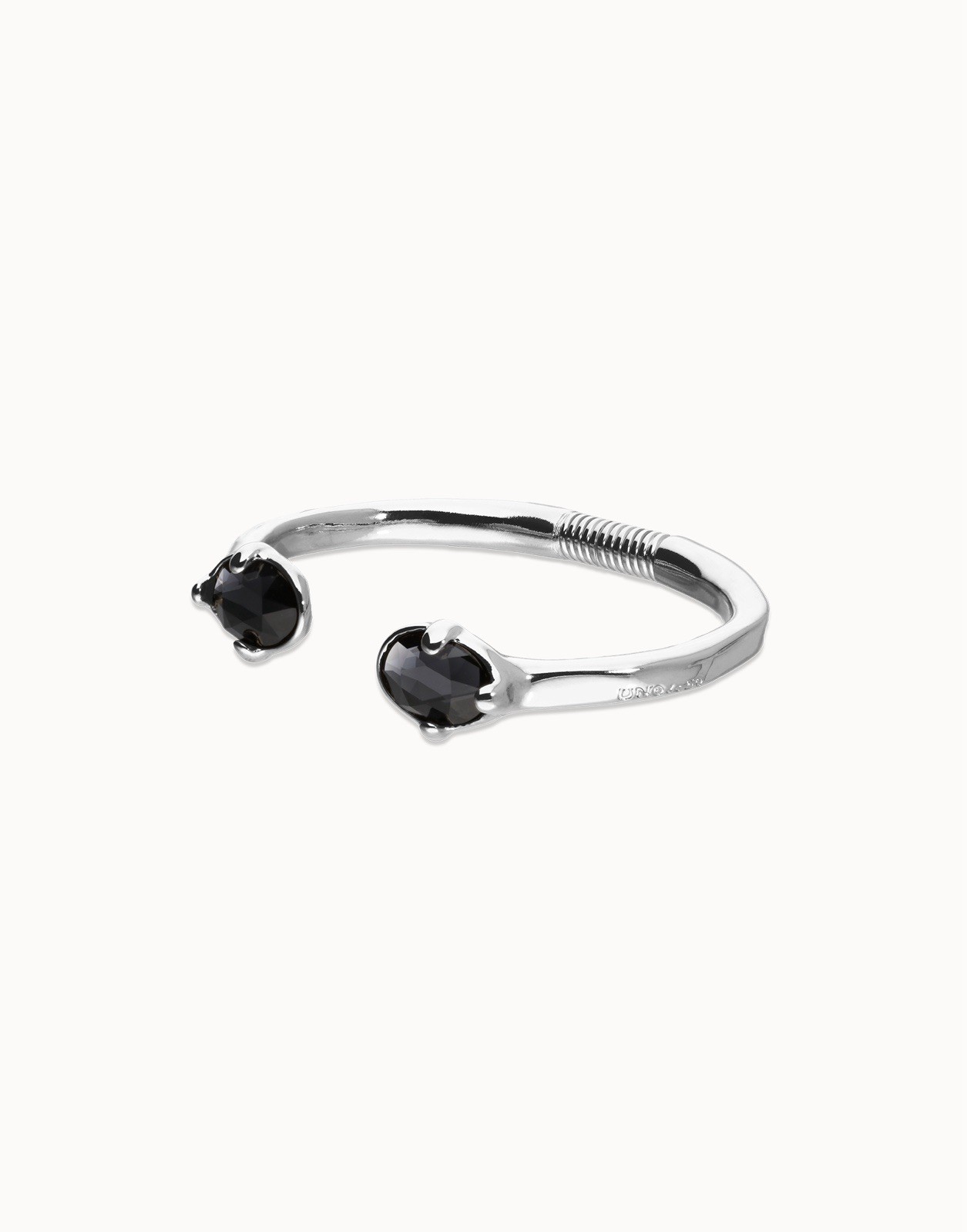 UNOde50 Ser Deslumbrante Open Bangle Bracelet Black Crystal Silver Plated NWT