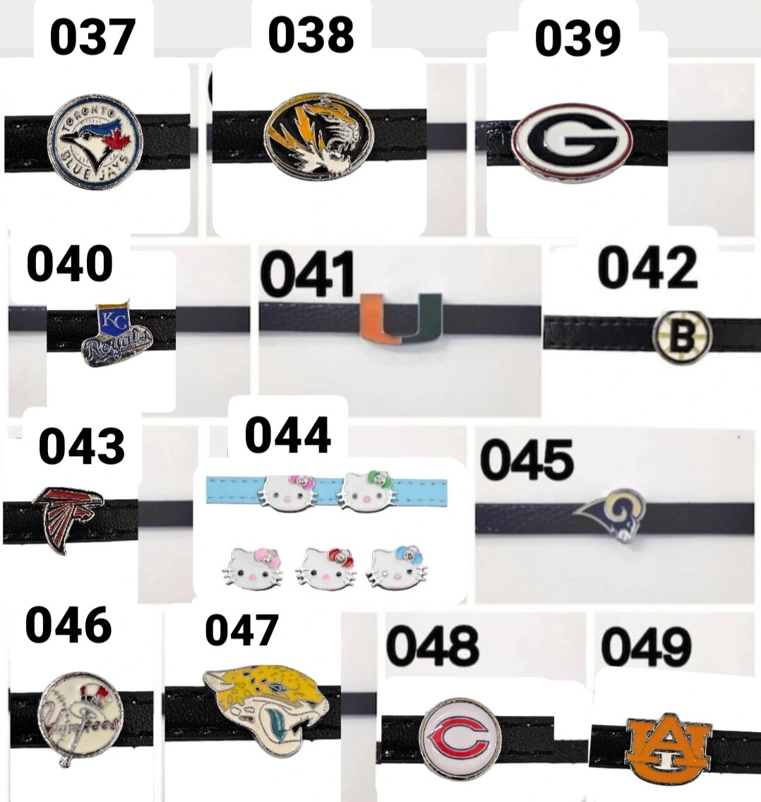 Set of 10pc NFL NAB MLB slide Charm – Fits 8mm Wristband for Jewelry / Crafting