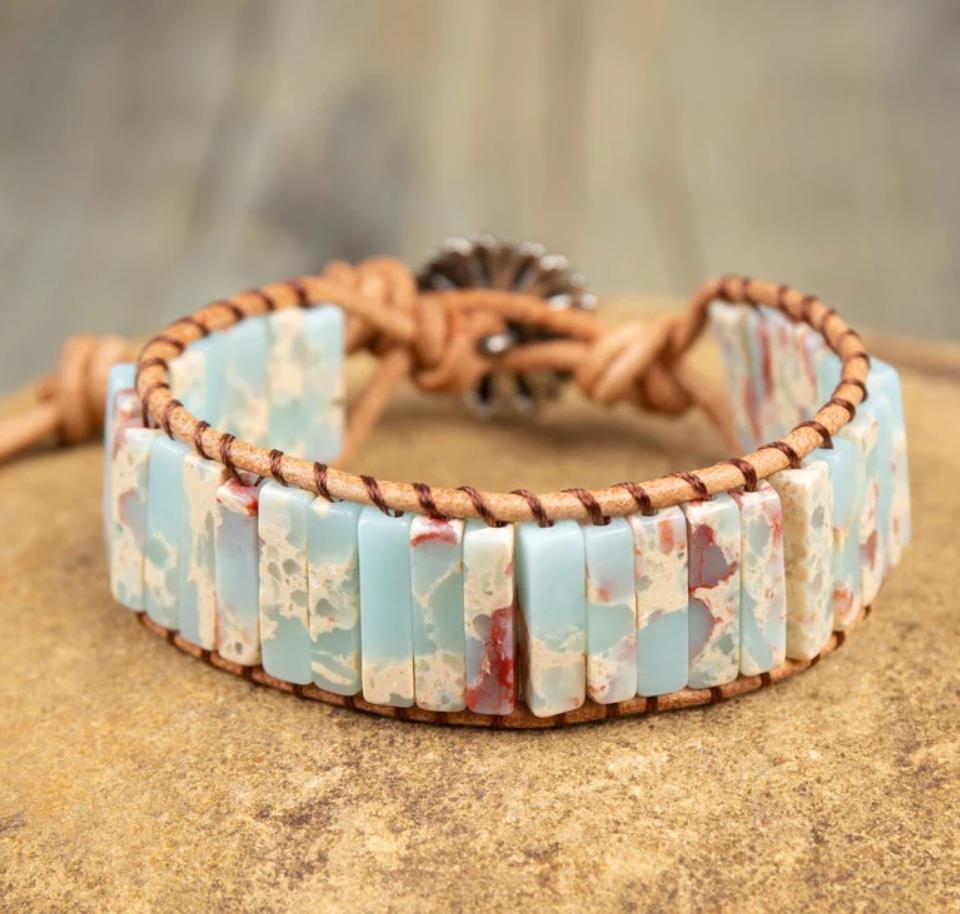 Handmade Natural Gemstone Tube Bead Women Men Healing Reiki Wrap Bracelet Gift