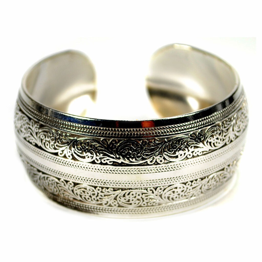 SILVER TONE METAL CUFF FILIGREE Nepal Tibetan Gypsy Style NEW Bangle Bracelet