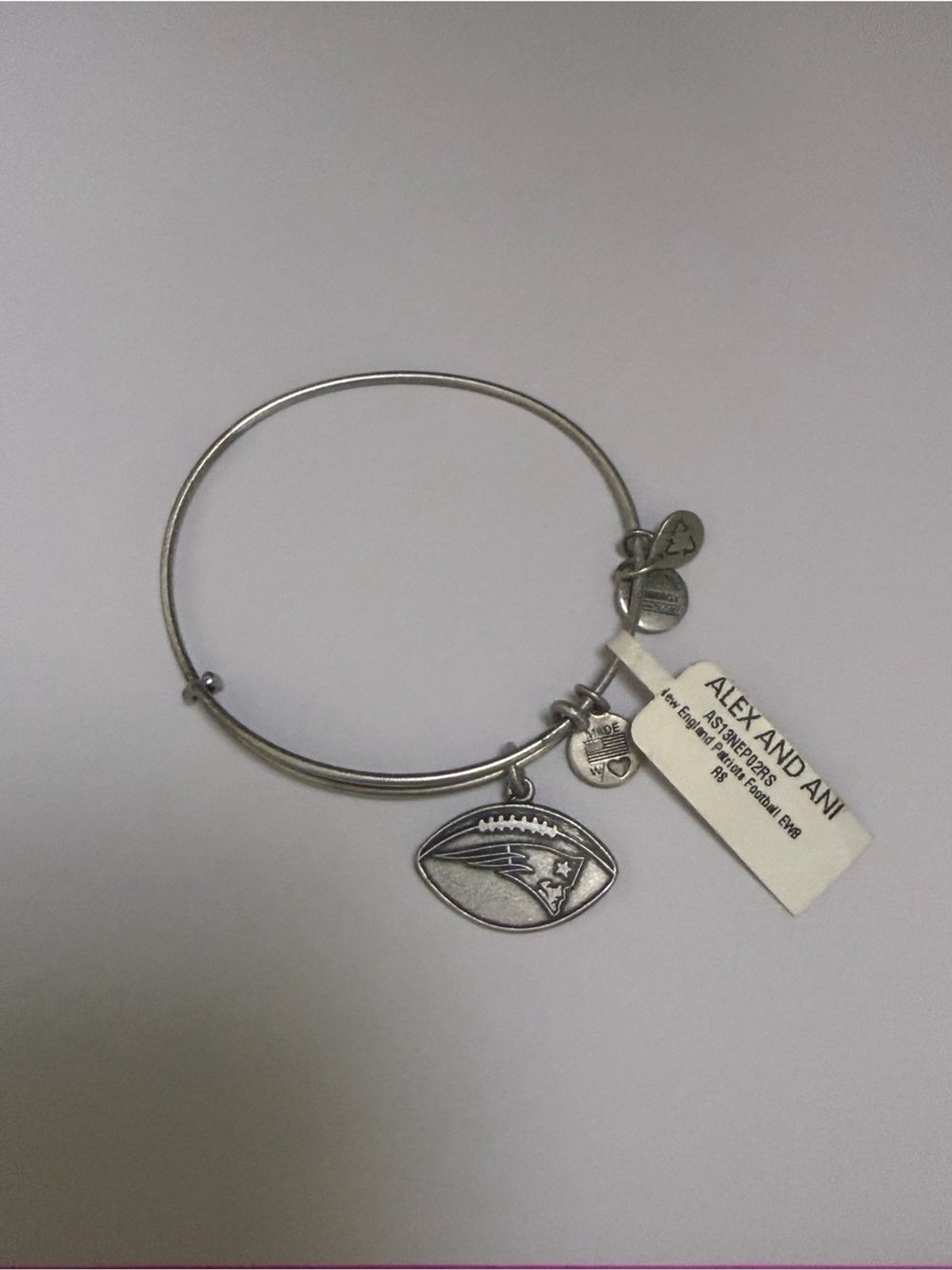 Alex and Ani Silver NFL Football Charm Bangle Bracelet