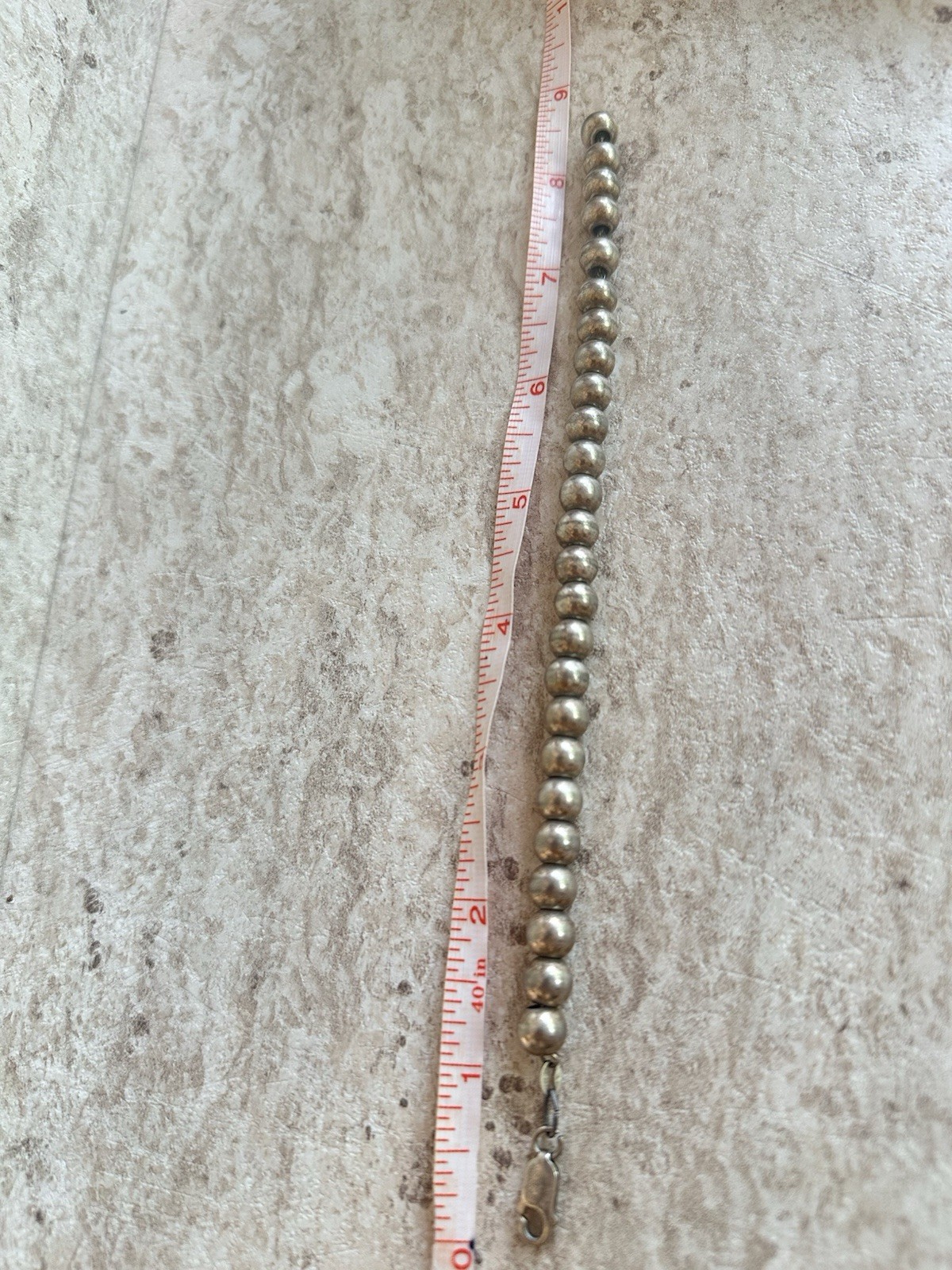 Pure 925 silver Beaded Ball Bracelet 8.5 inch Lobster Clasp