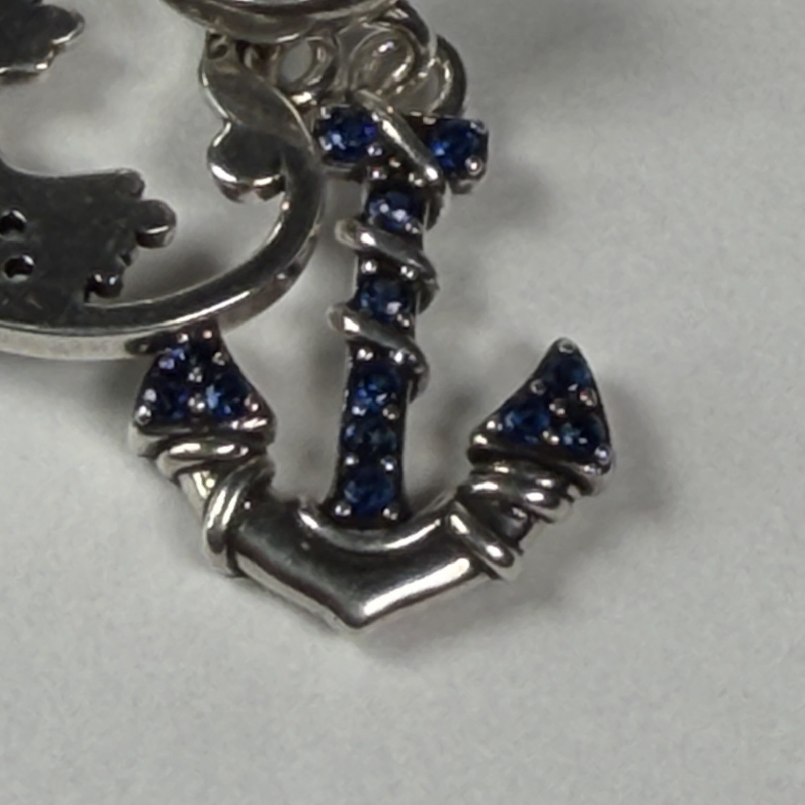 S925 Silver Anchor & Heart Dangle Charm Sea Theme