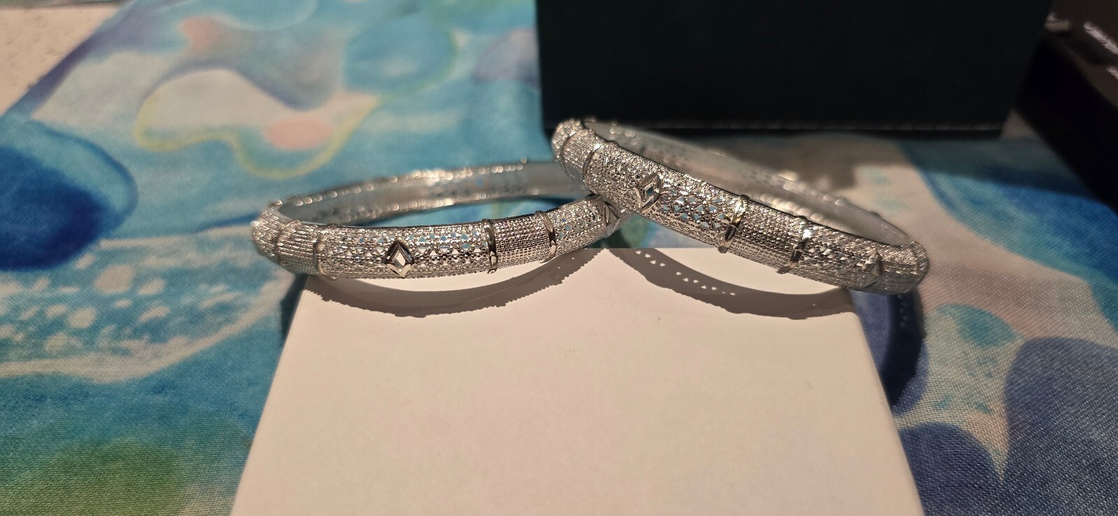 Pair of Silver Tone Intricate Bracelets – fit 8″ wrist