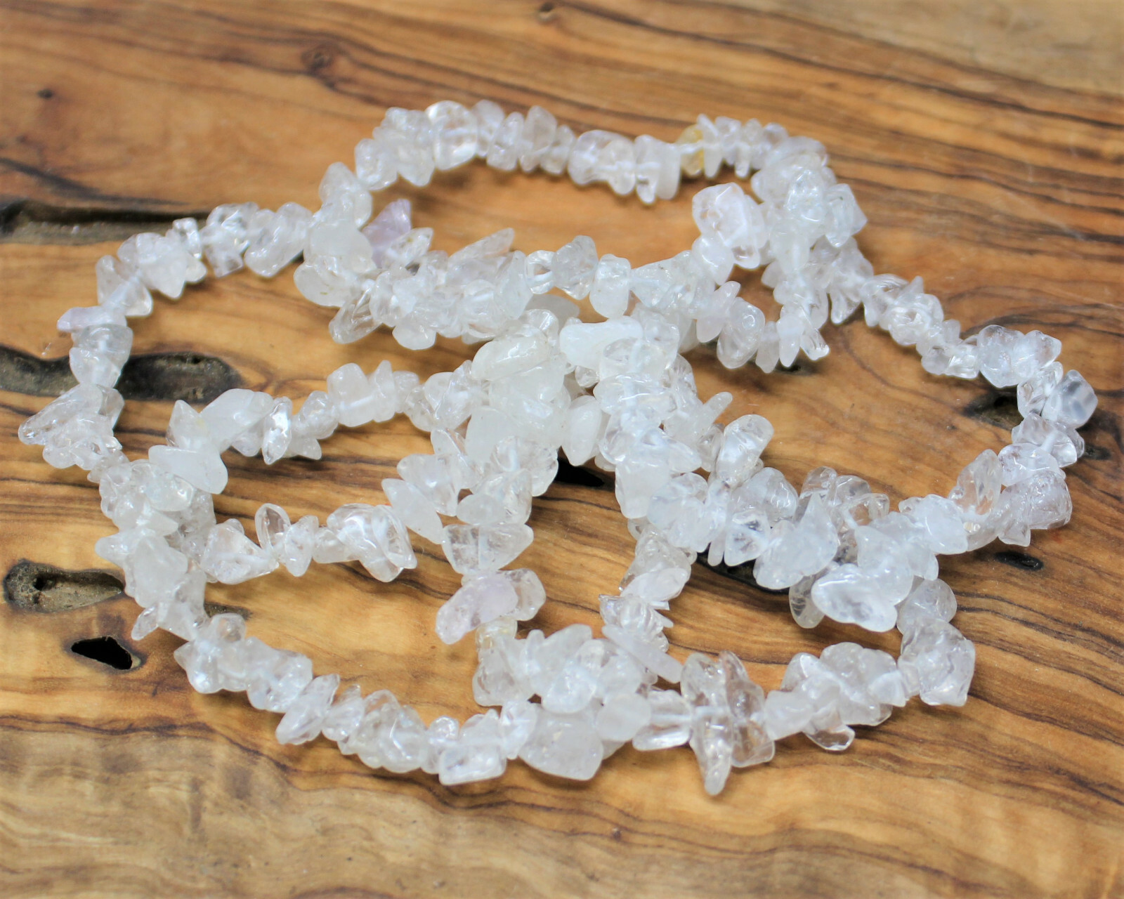 Clear Quartz Chip Bracelet, Gemstone Chip Jewelry Crystal (Stretchy – US Seller)