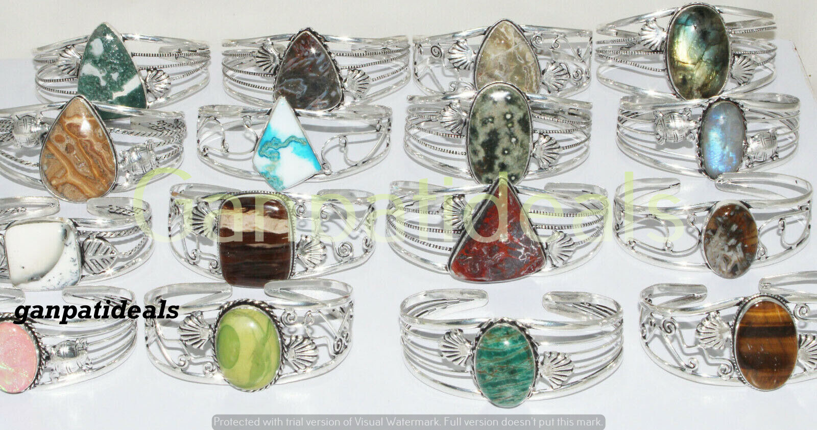 BULK SALE Labradorite & Big Mix Gemstone Bangle Wholesale Lot 925 Silver Plated