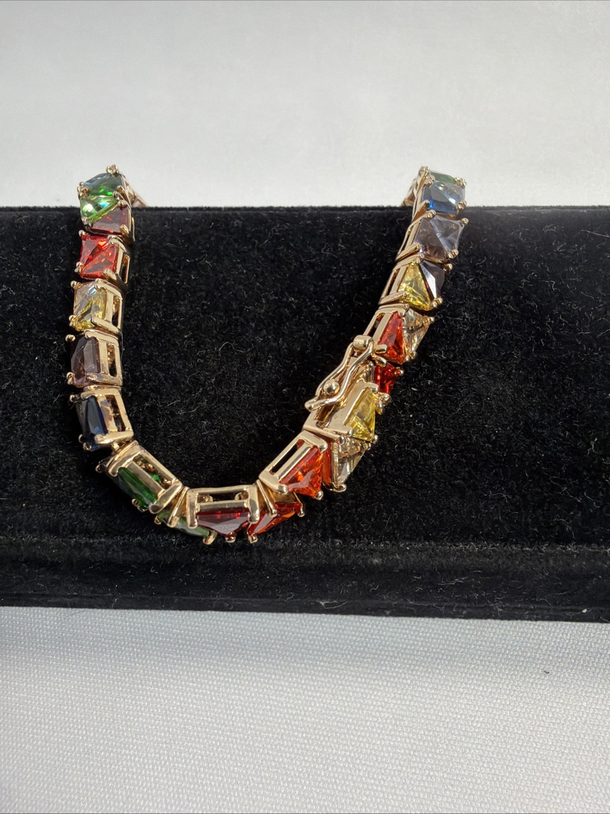 Suzanne Somers Multi Colored Gold Vermeil over Sterling Trilliant Bracelet 8in