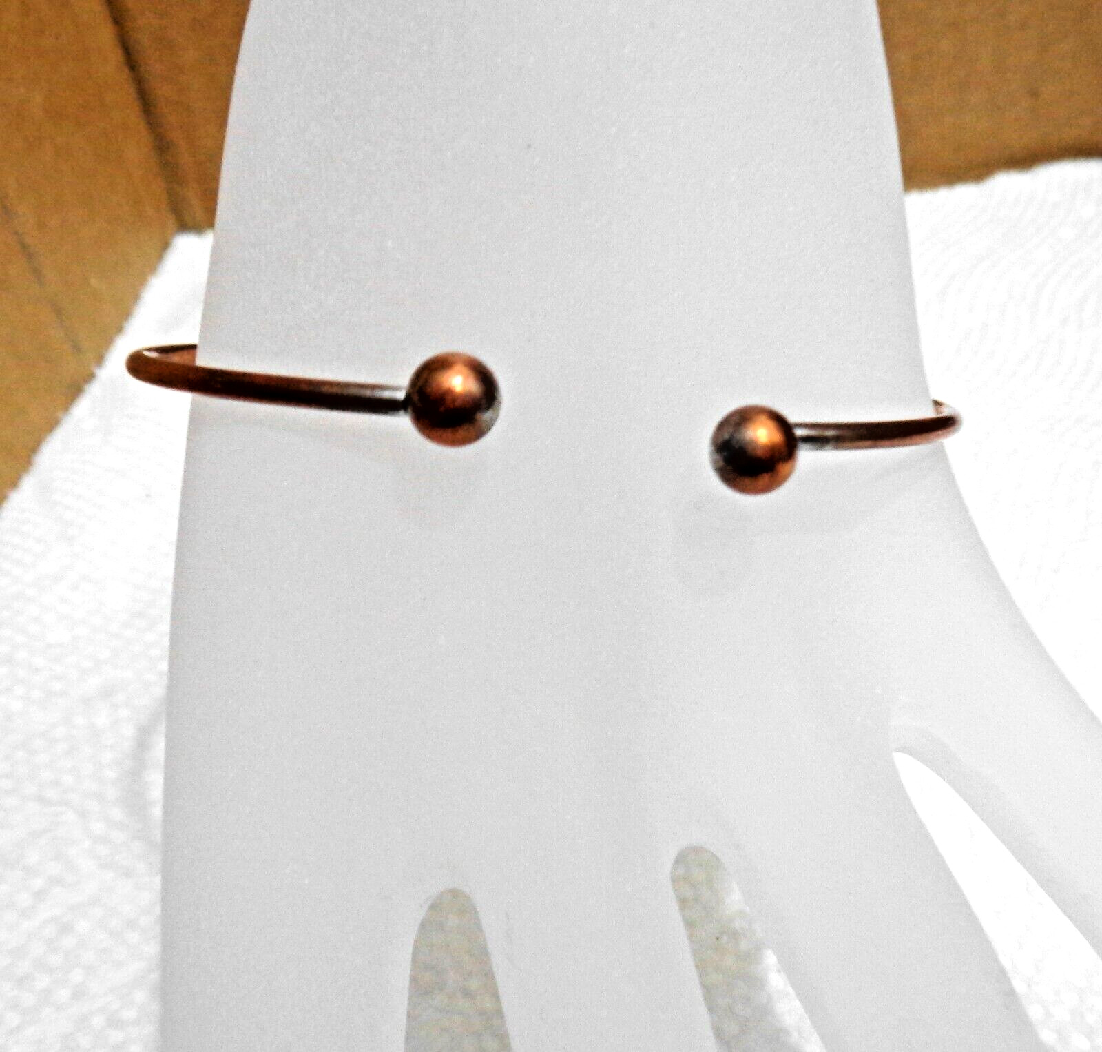 Size 7 Copper Wire Ball End Cuff Bracelet 2 1/2″ diameter 1 mm 6.1 gm