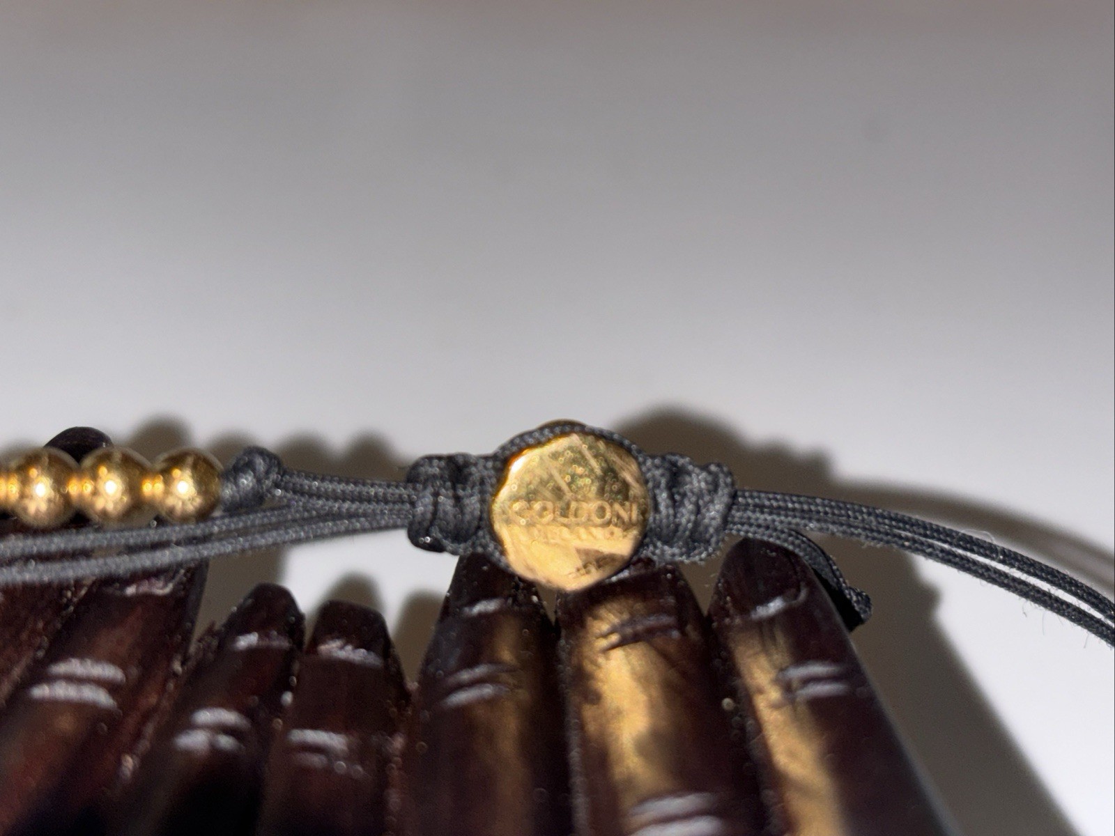 Goldoni Milan Hamas Gold Beaded Bracelet With Pink Gems