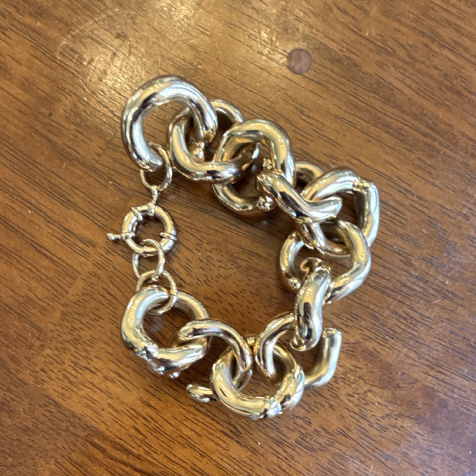 Chunky Gold Chain Bracelet Round Link Toggle Closure Metal Fashion Jewelry
