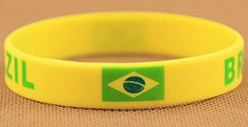 BRAZIL Wristband Bracelet Silicone Rubber National Country Flag Unisex Sport Fan