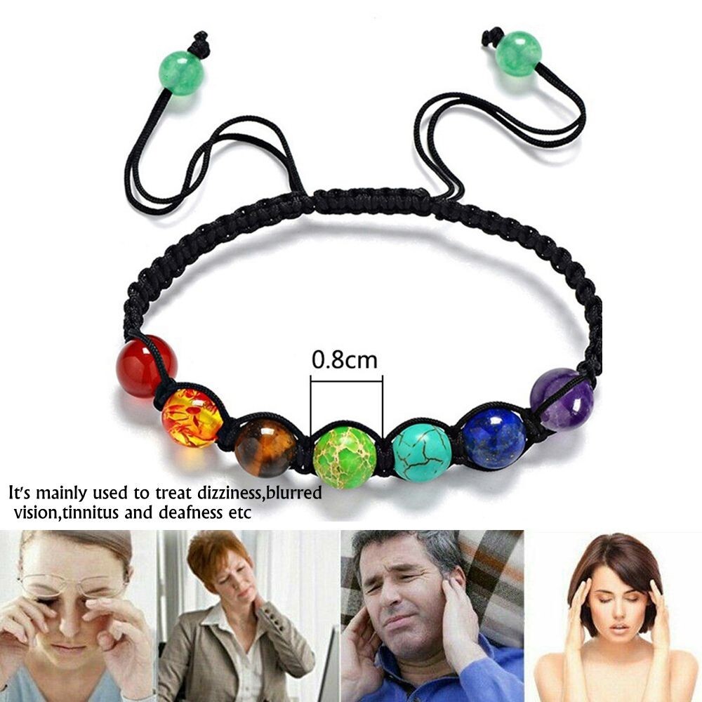 7 Chakra Bracelet Natural Stone Bangle Amethyst Tiger Eye Beaded Braided…