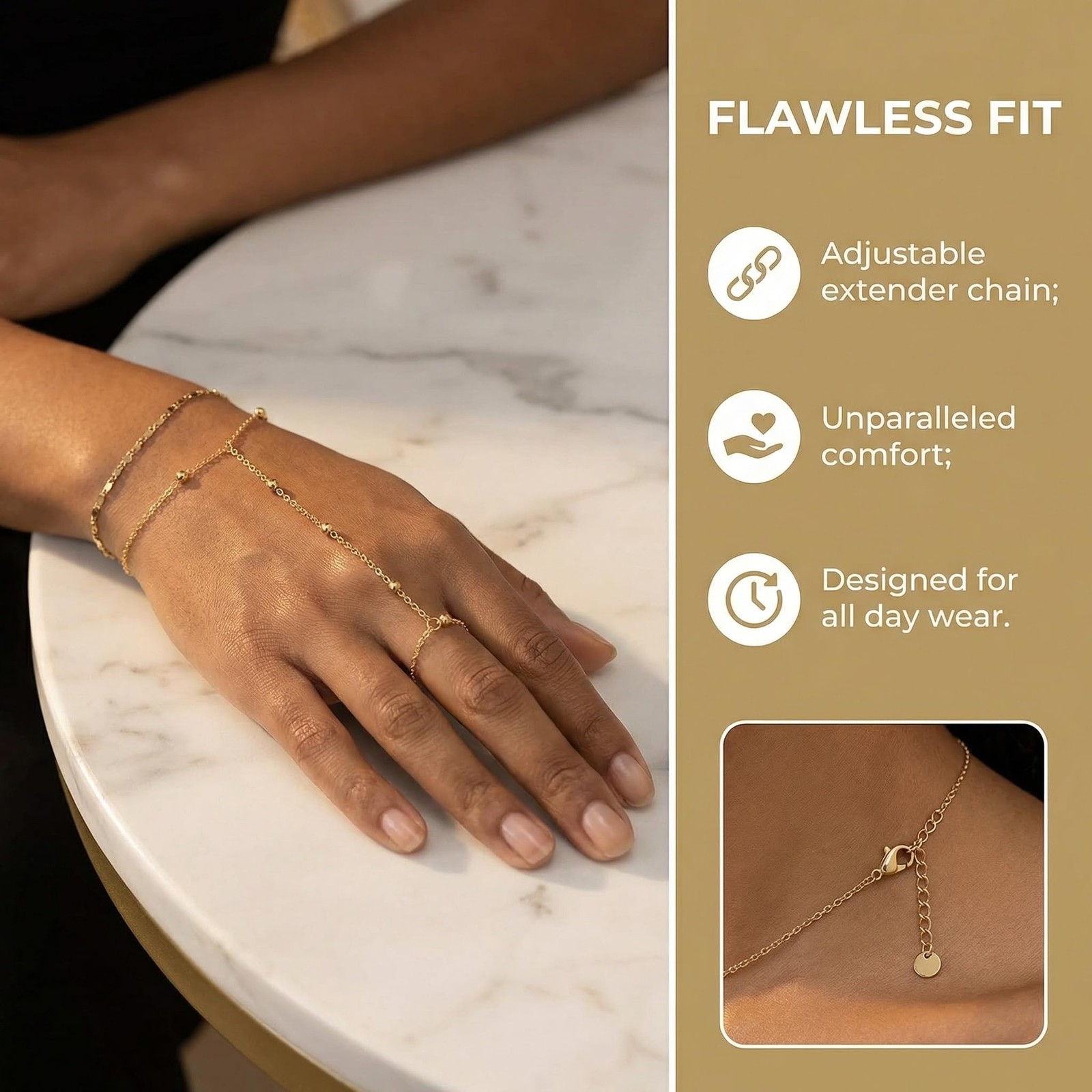 Bracelets for Women – Plated Gold Hand Chain Bracelet, Valentine Gifts Trendy…