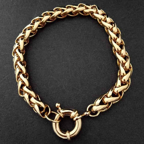 7″ Ladies 7mm Round WHEAT LINK BOLT RING CLASP 14ct Gold GL Bracelet LIFE GUAR